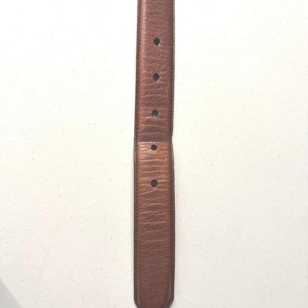 Polo Ralph Lauren Leather Belt 34 Brown Solid Brass Buckle Classic Mens